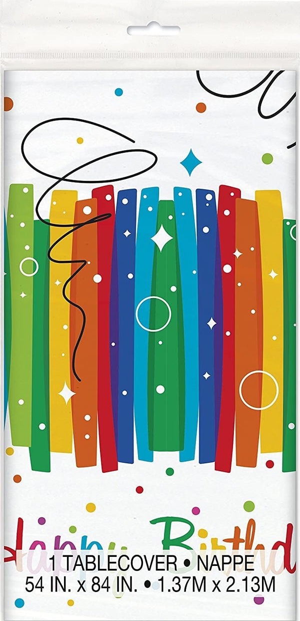 Rainbow Birthday Tablecloth - Unique Party Plastic Decor